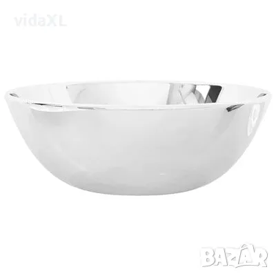 vidaXL Мивка, 28x10 см, керамична, сребриста（SKU:143489）, снимка 4 - Мивки - 48630852