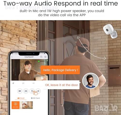 Нова 2K WiFi Камера за Видеонаблюдение с Нощно Виждане и Двупосочно Аудио, снимка 5 - IP камери - 46553495