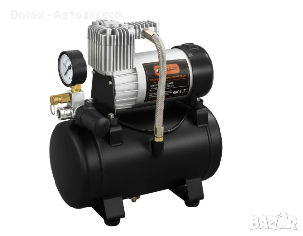Преносим компресор за гуми 12V 150 PSI – 60L/min с резервоар 3L и маркуч 3 м, снимка 2 - Аксесоари и консумативи - 54258215