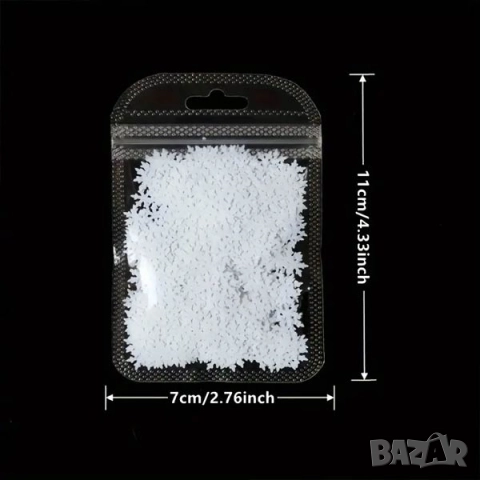 РАЗПРОДАЖБА - Бели снежинки за Коледен маникюр – 9 мм, снимка 3 - Продукти за маникюр - 52720991