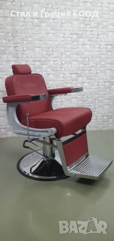 Бръснарски стол Glory - кафяв/черен/червен, снимка 12 - Бръснарски столове - 45930645