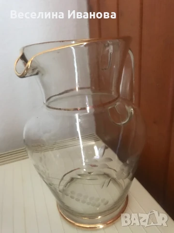 Ретро стъклена кана калиево стъкло, снимка 4 - Антикварни и старинни предмети - 50756261