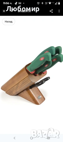 Sanelli - Блок с 5 ножа и ножици, черешово дърво - PREMANA PROFESSIONAL Line  