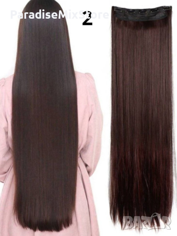 Качествена дълга коса/ цял екстеншън за по-голям обем и дължина на косата 100гр, дължина 60см, снимка 2 - Аксесоари за коса - 44960181