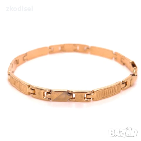 Златна мъжка гривна 6,48гр. 21,5см. 14кр. проба:585 модел:38174-2, снимка 2 - Гривни - 54038908