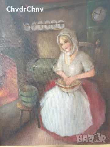 80x69см/голяма картина масло върху платно/женски портрет/Пепеляшка/дървена рамка, снимка 2 - Картини - 51176720