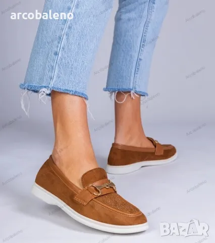 Дамски мокасини от еко велур с кристалчета Minilla, 5цвята , снимка 3 - Дамски ежедневни обувки - 50023459