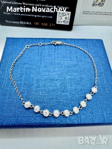 Сребърна гривна с мойсанит (Диамант) 0.9 карата, снимка 10 - Гривни - 53664048