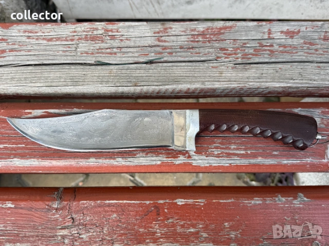 Руски ловен нож с богато гравирано острие. №7977, снимка 5 - Колекции - 53900660