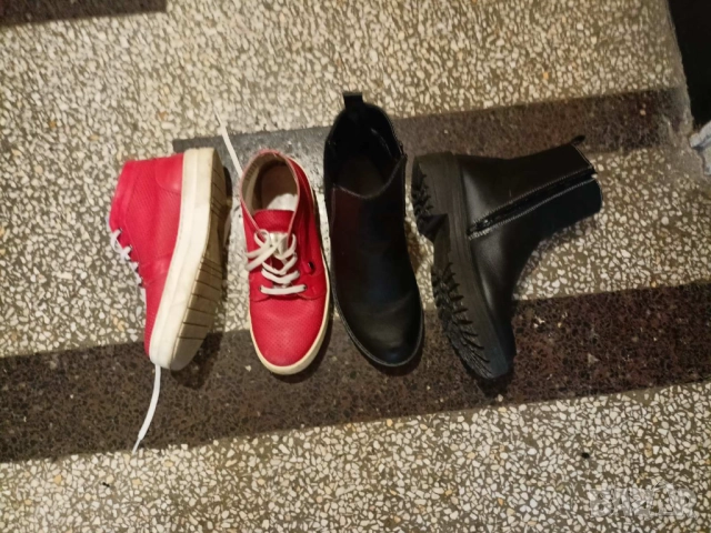 черни боти +червени кожени кецове, снимка 4 - Дамски боти - 52552870