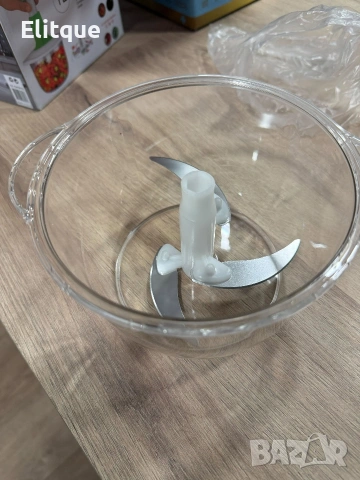 Ръчен кухненски чопър 900 мл с 3 остриета от неръждаема стомана стъкло Cheffinger, снимка 4 - Други - 53255861