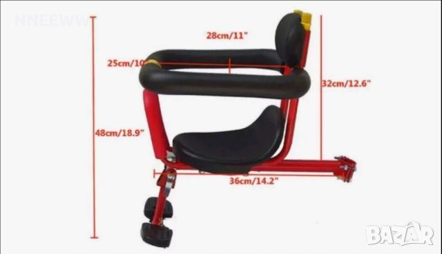 Детска седалка за Велосипед със закрепване на предната хоризонтална рамка с 
поставка за крачета., снимка 8 - Велосипеди - 45127060
