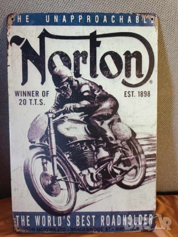 Norton est.1898-метална табела(плакет), снимка 1 - Аксесоари и консумативи - 45807940