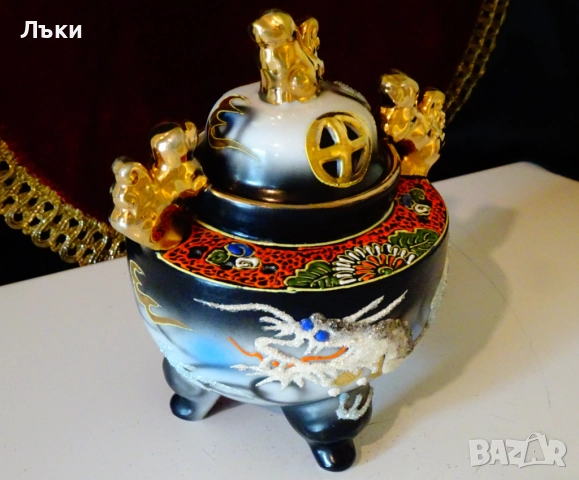 Кадило,тамянник японски порцелан Satsuma,дракон. , снимка 14 - Антикварни и старинни предмети - 51476637