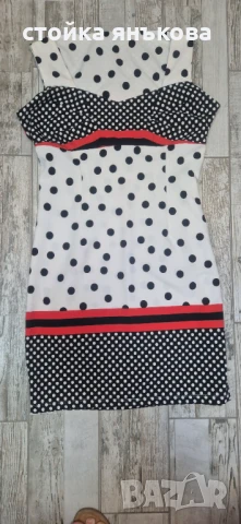  дамска рокля на точки бяло черно червено