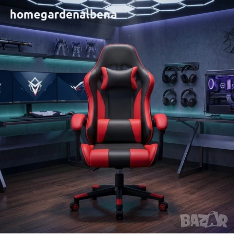 Ергономичен офис и геймърски стол – червен | Регулируем | Комфорт за гръб и врат, снимка 5 - Столове - 54205079