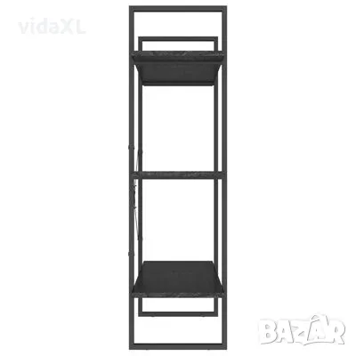 vidaXL 3-етажна библиотека, черна, 100x30x105 см, борово дърво масив(SKU:806556), снимка 4 - Други - 48728894