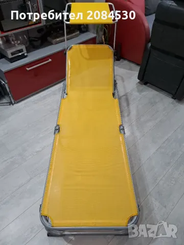 Алуминиев шезлонг със сенник 187/62см, снимка 2 - Градински мебели, декорация  - 49698246