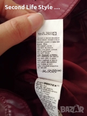 Zara дамско яке от изкуствена кожа в червен цвят р-р S, снимка 12 - Якета - 53726399