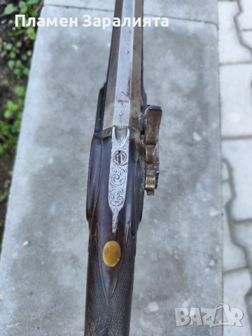 Автентична капсулна пушка с микелет и дамаскова цев, снимка 7 - Антикварни и старинни предмети - 52788304
