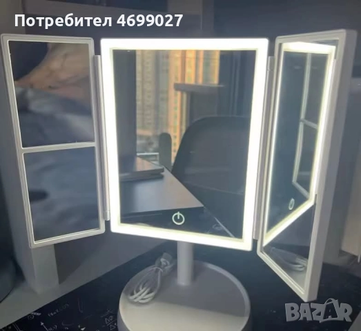 Преносимо LED огледало с осветление за тоалетка, за грим с висока разделителна способност
