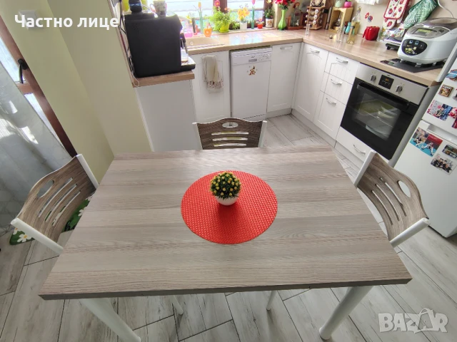 Продавам разтегателна трапезна маса ПДЧ дъб Сонома и бяло, снимка 2 - Маси - 50801375
