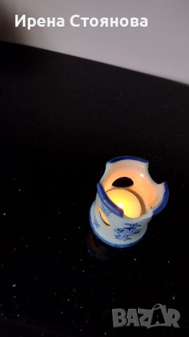 💙Поставка за чаена свещ ръчно рисувана, стил Delft , снимка 2 - Други - 45147687