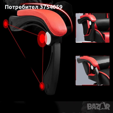 Геймърски стол с регулируема височина, лумбална възглавница и метална основа, снимка 9 - Столове - 53098384