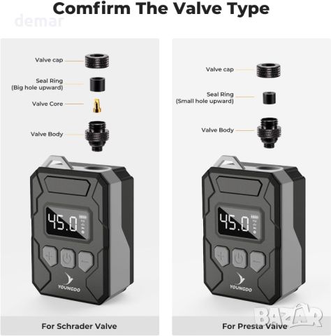 YOUNGDO 150PSI мини помпа за велосипед, мотор с дигитален манометър, снимка 5 - Аксесоари за велосипеди - 46746211