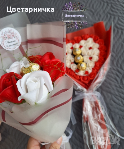 Бюджетни букети от ароматни сапунени рози и бонбон , снимка 6 - Подаръци за жени - 44954618