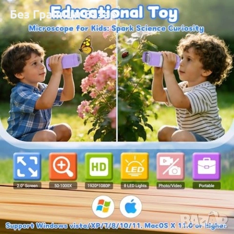 Нов Мини детски микроскоп 1000X 2.0 IPS HD USB снимки и видео играчка, снимка 2 - Образователни игри - 53914195