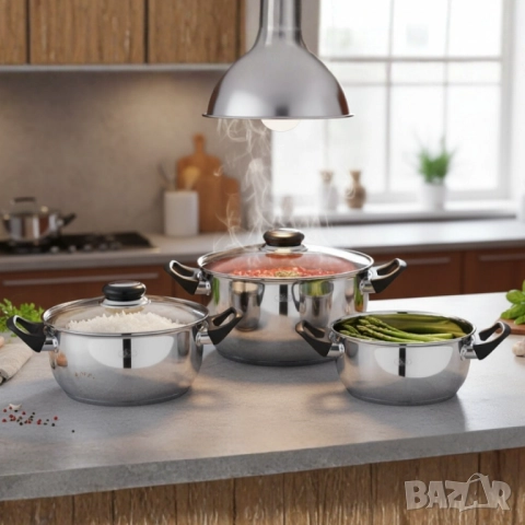 Комплект тенджери MC1855 – 6 части за подредена кухня и готвене без излишен хаос, снимка 4 - Съдове за готвене - 52132978