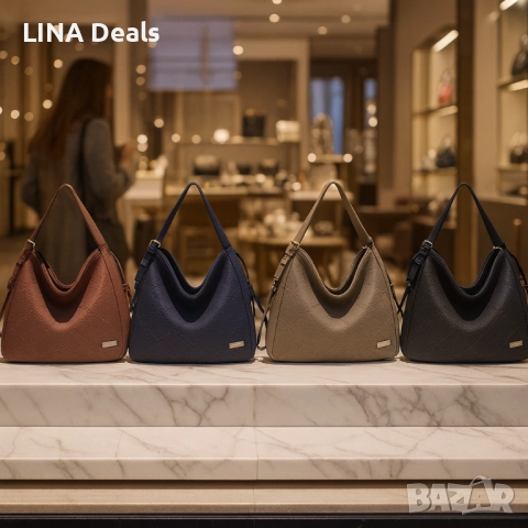 👜 Велурена дамска чанта с декоративни ленти и метални капси