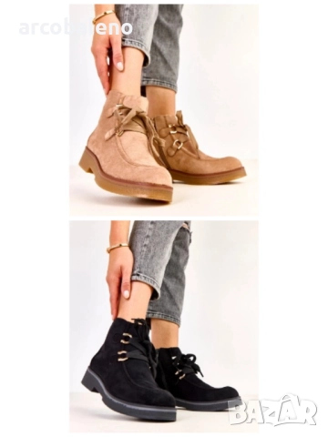 Дамски изолирани боти до глезена с декоративни връзки от Katrins, 2цвята 