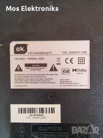 Телевизор на части - OK ODL 32950FC-TAB, снимка 3 - Части и Платки - 50691367