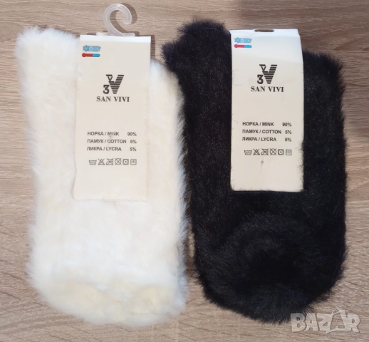 Елегантни Зимни Дамски Чорапи от Норка, снимка 2 - Дамски чорапи - 47550123