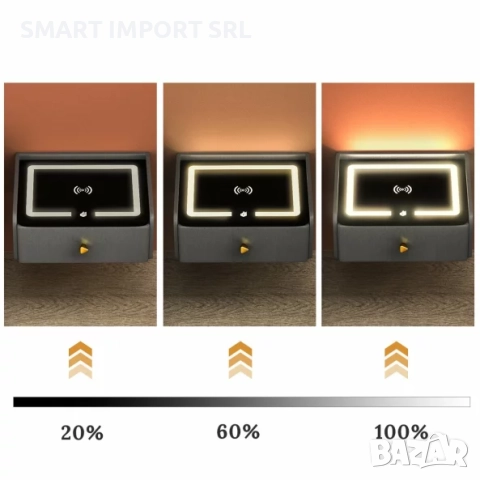 Интелигентно нощно шкафче Smart Heater LED, USB и Type-C порт, Bluetooth, зелен, снимка 2 - Шкафове - 51999533