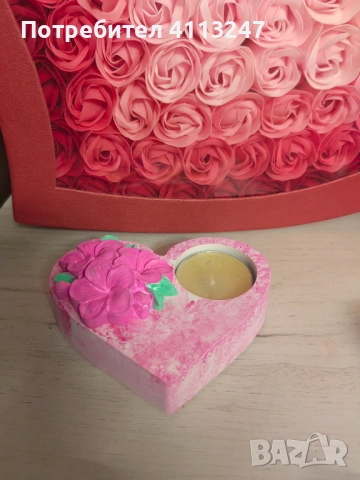 Керамични свещници сърца ръчно изработени , снимка 2 - Други - 52997913