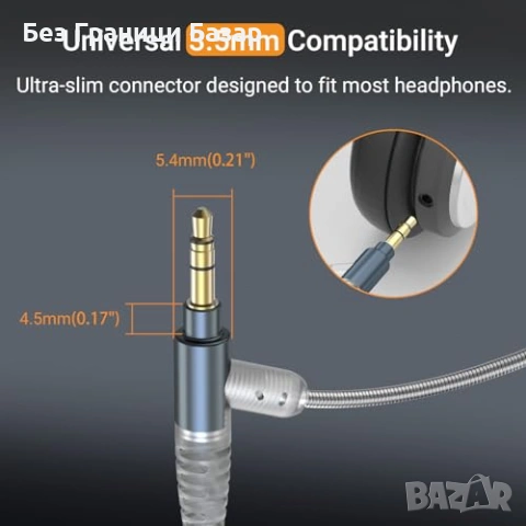 Нов 3.5mm AUX кабел за слушалки с бум микрофон за игри и разговори, снимка 7 - Други - 54101008