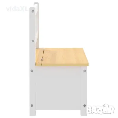 vidaXL Детска пейка за съхранение, бяло и бежово, 60x30x55 см, МДФ（SKU:10408）, снимка 3 - Градински мебели, декорация  - 49149265