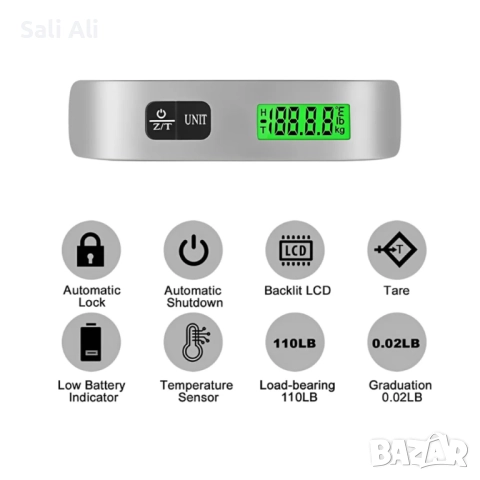 Преносима дигитална везна за багаж 10 г – 50 кг с LCD дисплей, кантар, снимка 2 - Друга електроника - 51795766