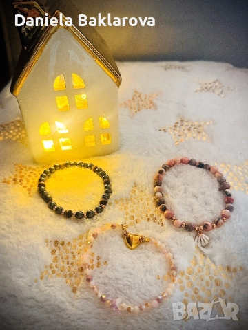 Колиета и гривни от естествени камъни, кристали, перли и стомана