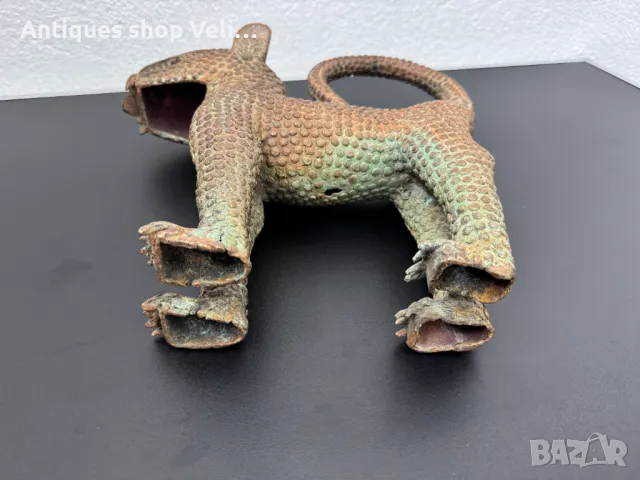 Африканско изкуство Бронзов леопард-Бенин №6644 , снимка 7 - Антикварни и старинни предмети - 49621292