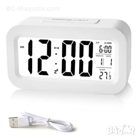 Постоянно светещ дигитален настолен часовник на ток за спалня офис електронен детска стая LED аларма, снимка 11 - Други - 51038332