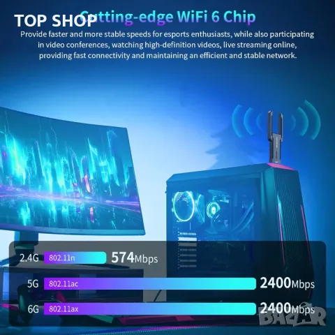 NEWFAST 5400Mbps WiFi Dongle Трибандов USB 3.0 WiFi 6E адаптер, MU-MIMO, WPA3, снимка 4 - Друга електроника - 49509110