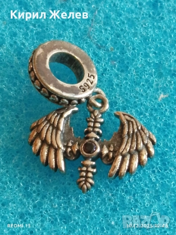 Сребърен талисман МАГИЯ елегантен стилен дизайн 52430, снимка 3 - Колиета, медальони, синджири - 52720014