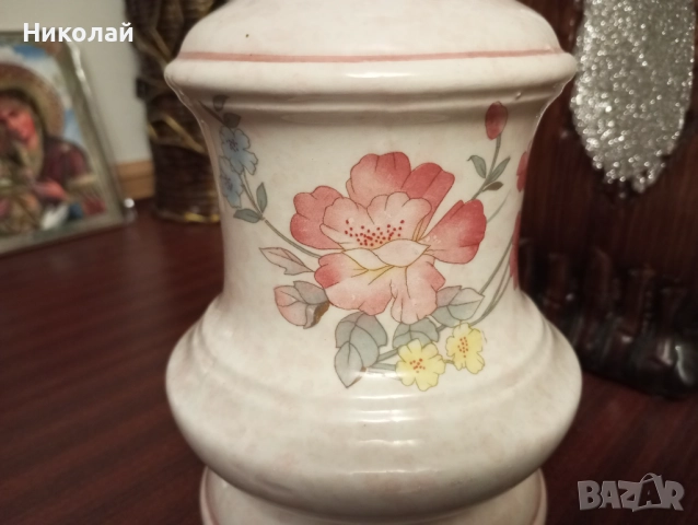 Порцеланова газова , газена лампа, снимка 3 - Антикварни и старинни предмети - 52794986