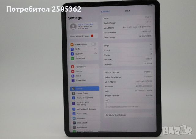 iPad Pro 11 3rd Gen M1 Space Grey 128 Gb Wi-Fi + Cellular, снимка 3 - Таблети - 46368817