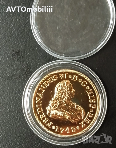 Позлатена средновековна испанска монета в капсула , снимка 4 - Нумизматика и бонистика - 52859455