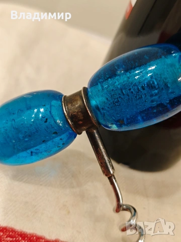Уникален винтидж тирбушон – Муранско стъкло и класически стил, снимка 4 - Аксесоари за кухня - 54010098